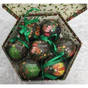 Vintage Shackman Christmas Santa Ornaments-Set of 6